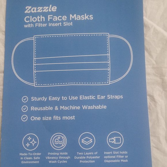 NEW ZAZZLE FACE MASK W/ZAZZLE INFO. CARD! - Picture 3 of 3